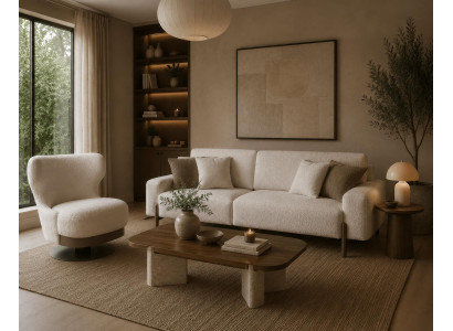 Sofa Set Sessel Modern Weiss Edel Luxus Design Wohnzimmer