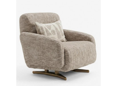 Moderner Relaxsessel Beige Stoff Drehfunktion Wohnzimmer Sessel