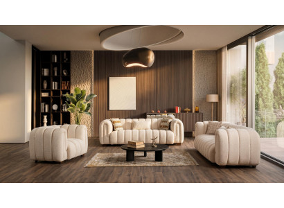 Beiges weiches Wohnzimmer-Set Sofas Stoffsofas Designermöbel