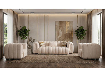 Beiges Wohnzimmer-Set Sofas Stoffsofas luxuriös Sofagarnitur