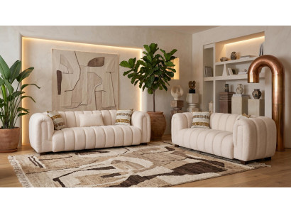 Luxuriöses beiges Wohnzimmer-Set Sofas weiche Stoffsofas modern