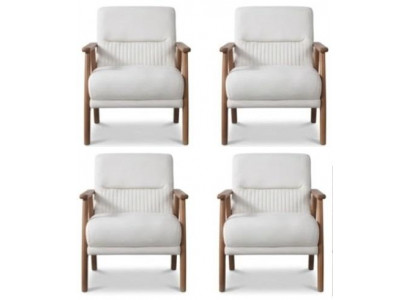 Eleganter Weißer Polstersessel Textil Bezug Wohnzimmer Luxus Sessel