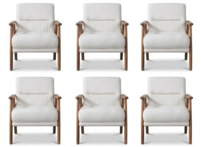 Eleganter Weißer Polster Sessel Stoffbezug Wohnzimmer Design Komfort