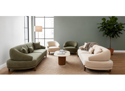 Großes Sofa Set Beige Zwei Sofas Zwei Sessel Moderne Einrichtung