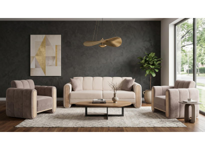 Beiges Sofa-Set Sofas Stoffsofas Design Sofas modern Premium
