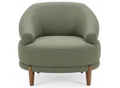 Moderner Grüner Sessel Stoff Polstersessel Wohnzimmer Holzbeine Design
