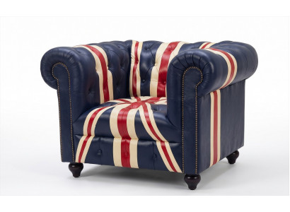 Chesterfield Sessel Union Jack Leder Clubsessel British Vintage Design