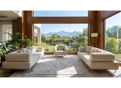 Modernes Wohnzimmer Set 2 Sofas Sessel Beige Polstermöbel