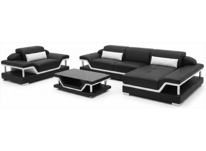Moderne Lounge Garnitur Schwarz mit Couchtisch und exklusivem Komfort