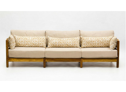 Modernes Wohnzimmer 3-Sitzer Sofa Beige Holz Komfort Design