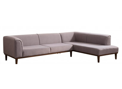 Graues L-förmiges Ecksofa aus Stoff modern hochwertig großes Sofa Wohnzimmer