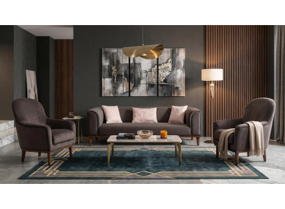 Graues Sofa-Set Sofas Stoffsofas modern Design Wohnzimmer