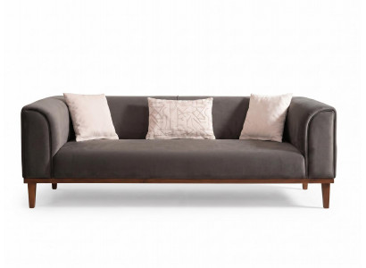 Graues modernes 3-Sitzer-Sofa Stoff Sofa mit Kissen Wohnzimmer