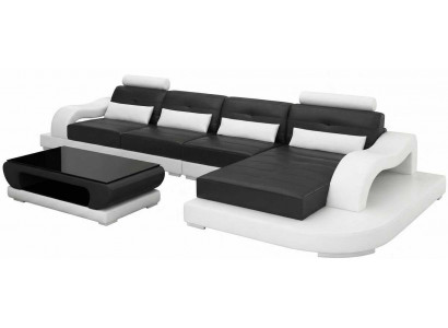Moderne Ecksofa Landschaft Schwarz mit Couchtisch und Luxus Stil