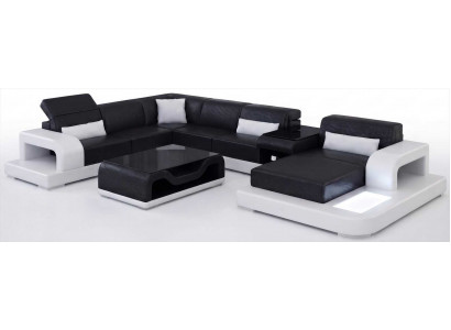 Designer Ecksofa Schwarz mit Couchtisch und Premium Komfort
