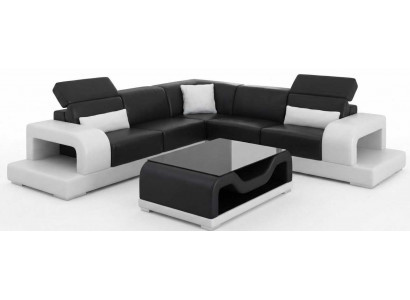 Luxus Sofa Kombination Schwarz mit Glas Tisch und stilvollem Design
