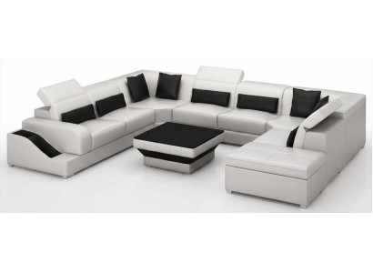 Stilvolle Ecksofa U-form Weiß Möbel mit Couchtisch großer Form und Komfort