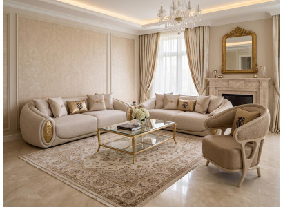 Sofa set Sofa Sessel Beige Modern Wohnzimmer Hochwertig