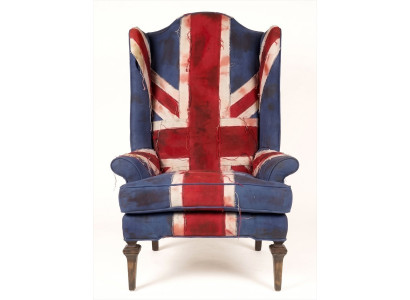 Sessel Union Jack British Vintage Retro Distressed Shabby Chic Blau