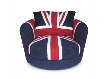 Union Jack Sessel Strickoptik British Vintage Lounge Polstersessel