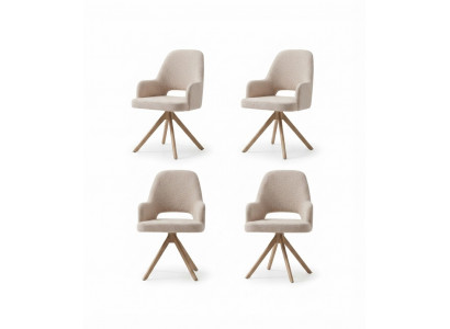 Modernes 4er Set Esszimmerstühle Beige Polstersessel Metallgestell