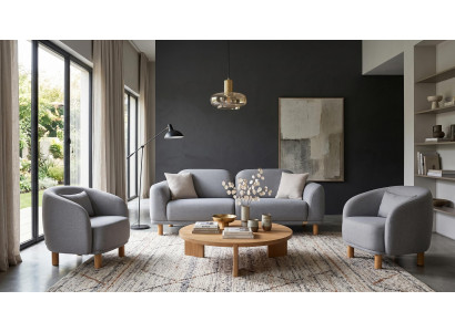 Graues Sofaset Sofas moderne Stoffsofas Wohnzimmergarnitur