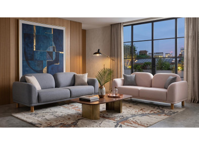 Beige-graues Sofa-Set Sofas stilvolle Stoffsofas Wohnzimmer