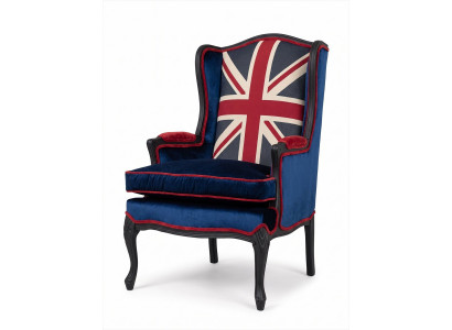 Sessel Union Jack Ohrensessel Samt British Vintage Design Klassiker