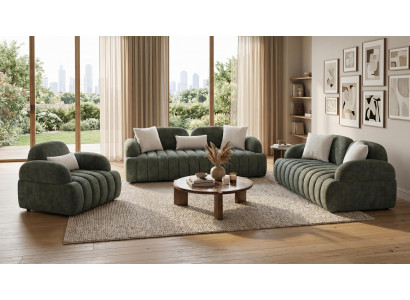 Grüne Sofagruppe Sofas weiche Stoffsofas Wohnzimmer Set modern