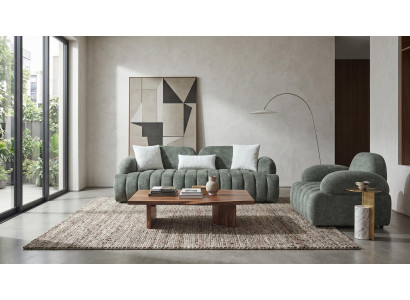 Grünes Sofa-Set Sofas Stoffsofas und Sessel Wohnzimmergarnitur
