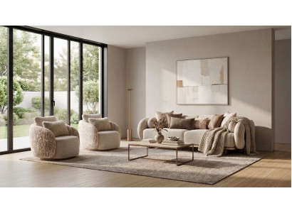 Sofagarnitur 3+1+1 Set Couch Polstergarnitur Beige Sessel Luxus Design