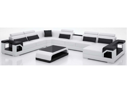 Luxus Wohnzimmer Sofa Schwarz Chaiselongue mit Couchtisch und Komfort Bereich