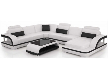 Luxus Wohnzimmer Sofa Weiß Chaiselongue mit Couchtisch und modernem Stil