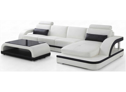 Moderne Ecksofa Weiß Chaiselongue mit Couchtisch und Premium Design