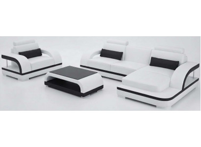 Moderne Weiß Ecksofa L-form remium Sessel mit Couchtisch Design Polstermöbel