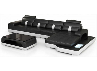 Großes Schwarzes Ecksofa L Form Wohnzimmer Sofa Set Couchtisch Modern