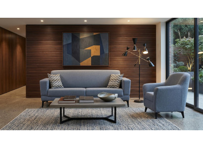 Graues Sofa-Set 3+1-Sitzer-Sofas Stoffsofa Sessel Wohnzimmer modern