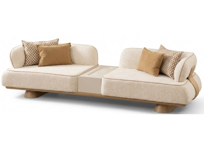 3er Sofa mit Couchtisch Beige Boucle Modern Luxus Couch Garnitur