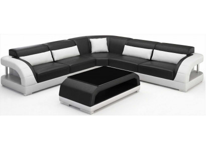 Designer Ecksofa Schwarz L Form Couchtisch Wohnzimmer Luxus Stil