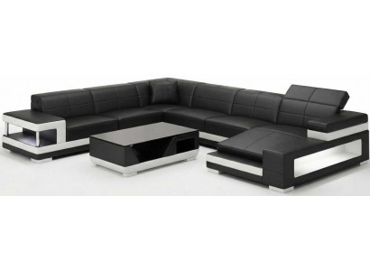 Modernes Wohnzimmer Set Schwarz U Form Ecksofa Couchtisch Design Garnitur