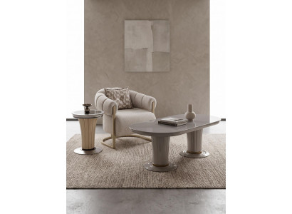 Eleganter Sessel Textil Holz Rundarmlehnen Modern Wohnkomfort Design