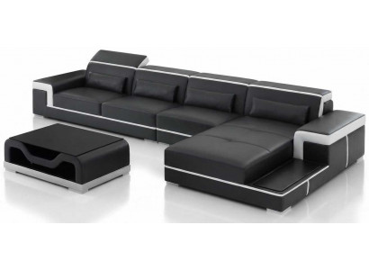 Moderne Wohnlandschaft Schwarz L Form Ecksofa Couch Premium Stil