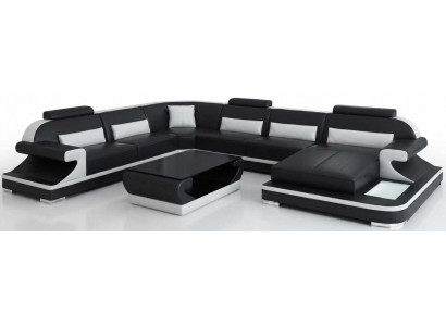 Großes U Form Sofa Schwarz Wohnzimmer Set Couchtisch Modern