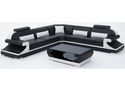 Modernes Schwarzes Ecksofa L Form Wohnzimmer Set Couchtisch Luxus
