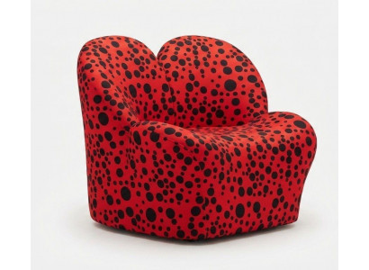 Designer Lounge Sessel Petal Pop Art Punktmuster Schwarz Akzentstuhl