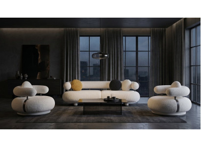 Design Sofagarnitur 3+1+1 Boucle Beige Couch Set Modern Wohnzimmer