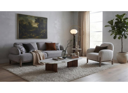 Sofa Garnitur 3-Sitzer Sessel Modern Grau Bequem Polster Garnitur