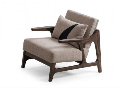 Sessel Beige Textil Holz Modern Zeitgenössisch Gepolstert Einfarbig Komfort