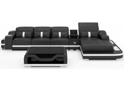 Schwarzes Ecksofa L Form Wohnzimmer Wohnlandschaft Couchtisch Modern