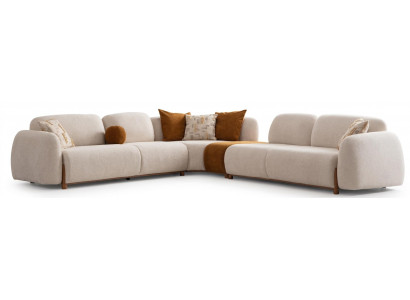 Ecksofa Modern Beige Organisch Modular Bequem Gemütlich Schlicht